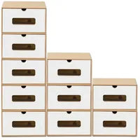 BigDean 10er Boxen-Set mit Sichtfenster & Schublade - Pappkarton