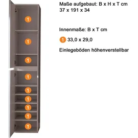 trendteam Mirror Garderobenschrank 37x191x34cm weiß