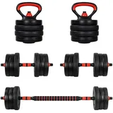 MOVIT Hantel-Set - 6in1, 20/30kg, Orange/Rot, Dumbbell Kurzhantel Langhantel Kettlebell rot