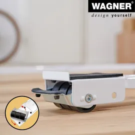 Wagner System GmbH WAGNER Transporthilfe SCHIENE - 44-70 x 5 x 4 cm, ausziehbar, Stahl, weiß, Räder Ø 30 mm, Tragkraft 125 kg