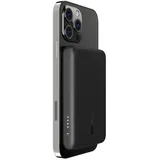 Belkin magnetische drahtlose Powerbank 2,5 K (portables Ladegerät, kompatibel mit MagSafe, für iPhone 16-Modelle, 2500 mAh, kompakte Ausführung zum Schnellladen USB-C/USB-C-Kabel enthalten) – Schwarz