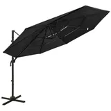 vidaXL Sonnenschirm mit Aluminium-Mast 4-lagig Schwarz 3x3 m