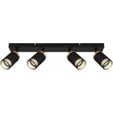 GLOBO Deckenlampe Deckenleuchte Spotlampe verstellbar Wohnzimmerlampe schwarz gold, 4x GU10, LxBxH 53x12,5x15,5 cm