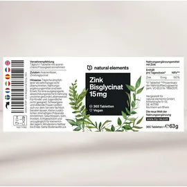 Natural Elements Zink Bisglycinate Tabletten 365 St.