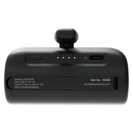 Manhattan Powerbank 5000 mAh mit integriertem USB-C-Stecker 10 W
