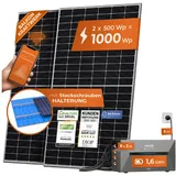 Solarway All In One 1000W Balkonkraftwerk komplett Solarpaket mit 1,6 kWh Anker Solix 2 PRO Speicher, Plug&Play