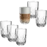 LEONARDO Latte-Macchiato-Glas GOCCE, 380 ml, 6er-Set, Glas, 2. Variante, mit Tropfenrelief weiß