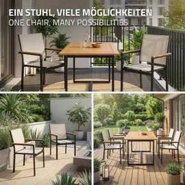 ML-Design Gartenstuhl 56 x 85,5 x 53 cm beige 6 St.