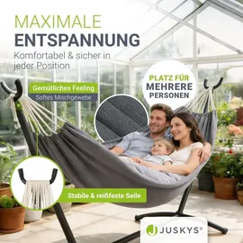 Juskys Hängematte Paya 281 x 107 x 96 cm Grau