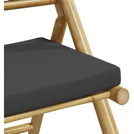 vidaXL 3-tlg Bistro-Set Klappbar mit Dunkelgrauen Kissen Bambus Modell 4