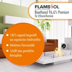 240x 1 L  Bioethanol 96,6% Premium für Ethanol-Tischkamin in Flaschen