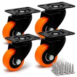 PRIOstahl Orangene Transportrollen Möbelrollen 40mm 4 x Lenkrollen inklusive Befestigungsmaterial