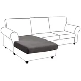 Rosnek Sofahusse Sofa Sitzbezug,Samt Sitzkissenbezug, Stretch,Schonbezug, Stretch Elastic Chaise Loung Sofahusse grau