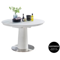 MCA furniture Säulentisch Artos 2 in matt weiß, mit ausziehbarer Glastischplatte