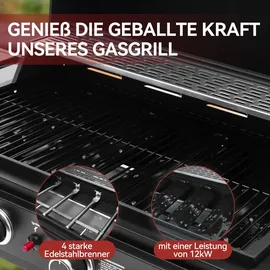 Royal Gourmet Gasgrill 4 Brenner schwarz