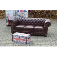 JVmoebel 3-Sitzer Chesterfield Sofa Couch Polster Klassische Couchen 100% Leder Sofort, Made in Europa braun