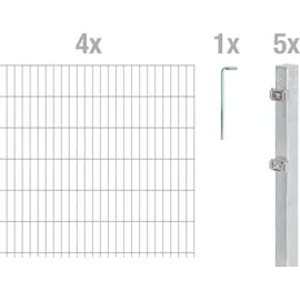 GAH Alberts Alberts Doppelstabmattenzaun 6-5-6, Matten 2,50 m, Höhe 103 m, Länge 10 m, feuerverzinkt, Zaun als Komplettset, Pfosten mit Klemmlasche 60x40 mm