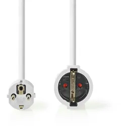 Nedis Strom-Verlängerungskabel - Schutzkontaktstecker - Schutzkontaktsbuchse - Gerade - Gerade - Vernickelt - 3.00 m - Rund - Weiss - Shrink Pack