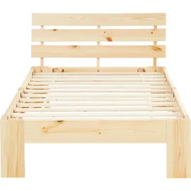 Homestyle4u Bett mit Lattenrost Holz Natur Holzbett 90x200 Einzelbett 90 x 200 cm Massivholzbett 90x200 Kiefer –