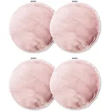 jilda-tex 4er-Set Sitzpolster Sitzkissen Stuhlkissen Bodenkissen Stuhlauflage Plüschmatte mit Füllung in Felloptik Rabbit Deluxe 750 GSM Kunstfell Fellimitat (Rosa, 4X Ø 37 cm)