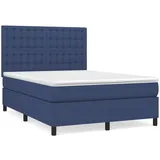 vidaXL Boxspringbett mit Matratze Blau 140x200 cm Stoff