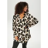 aniston plus Schlupfbluse mit trendigem Leoprint Beige/Schwarz 52