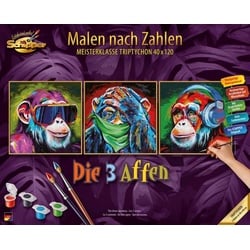 Schipper 609470859 - Malen nach Zahlen, Die Drei Affen, Triptychon, 40 x 120 cm