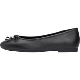 Tommy Hilfiger Damen Ballerinas Smooth Ballet aus Leder, Schwarz (Black), 37