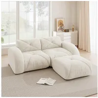 HAUSS SPOLE Loungesofa Rahmenlos Relaxsofa Zweisitzer mit einer Hocker,aus Chenille,Weiß weiß