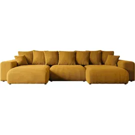 altdecor Eckcouch U-Form mit Schlaffunktion 3-Sitzer Gelb