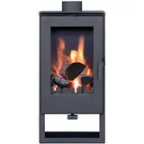 ALAZ K8M Kaminofen 9 kW, Holzofen mit Dauerbrand, 90 cm Höhe, 47x40 cm, Schwarz, 150 mm Rauchabzug