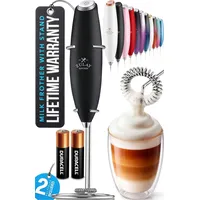 Zulay Kitchen Milchaufschäumer Elektrisch, Batteriebetriebener Milchaufschäumer Stab, Elektrischer Milchschäumer für Kaffee, Milch & Shakes – Milk Frother Aufschäumer Stab (Schwarz)