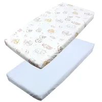 TupTam Baby Spannbettlaken Kinder Spannbetttuch für Babybett Kinderbett 2er Pack, Farbe: Tiere auf Wolken/Blau, Größe: 70 x 140 cm