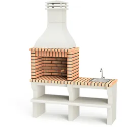 MAESTRO FERRETERO MF - Nevada Plus XL Vorgefertigter gemauerter Grill mit Spüle (Grau, Orange - 166x60x238 cm) REF: 3534 - Verwendung im Außenbereich