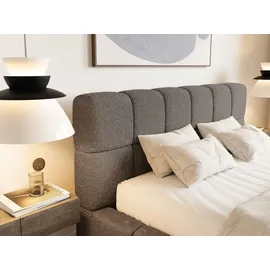 FEDVE Polsterbett Lund aus Bouclé-Stoff 160x200 cm, Braun - Braun
