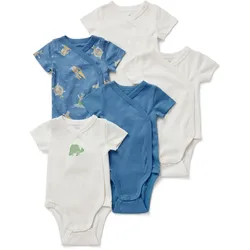 Tchibo - 5 Baby-Kurzarmbodys - Baby - Gr. 74/80 - blau/print