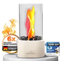 GLANZFEUER® Tischkamin - Premium Bio Ethanol Tischkamin - Tischfeuer Outdoor & Tischfeuer Indoor - Hochwertiger Bioethanol Tischkamin Outdoor für besonderes Ambiente - Tisch Feuer Ethanol Kamin