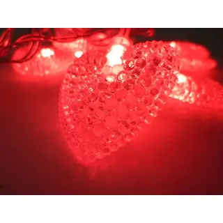 Dapo Leuchten LED-Party-Weihnachts-Lichterkette Herz, 10x LEDs batteriebetrieben, Tisch-Fenster-Baum-Kommode-Dekorations-Leuchte-Lampe(LED-rot)