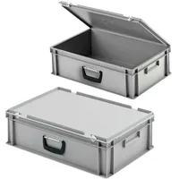 BRB-Lagertechnik 2 Eurokoffer/Gerätekoffer, stapelbar, LxBxH 600x400x185 mm, PP, grau