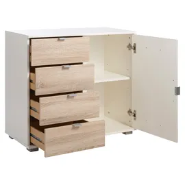 Priess Sideboard 82 x 71 x 38 cm Weiß / Eiche