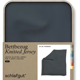 schlafgut Knitted Jersey Uni Dunkelgrau 155 x 220 cm