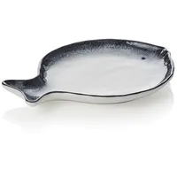 Fischteller Set, weiß blau, 21 x 16 x 2 cm, Set á 6 Stück, Porzellan