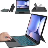 ROOFEI Galaxy Tab S10 Ultra/S9 Ultra/S8 Ultra Hülle mit Tastatur QWERTZ - Abnehmbare Tastatur mit Touchpad - 7-Farbige Beleuchtung Tastatur Hülle für 14,6" Samsung Tab S10 Ultra 2024/S9 Ultra/S8 Ultra