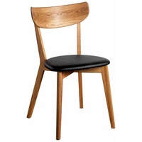 Stuhl aus Eiche Massivholz Schwarz Kunstleder (2er Set)