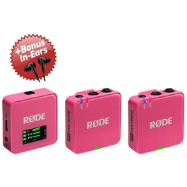 RØDE Microphones RØDE Mikrofon-Funksystem Wireless GO Gen 3 Pink + Bonus In-Ear Kopfhörer, Mikrofon