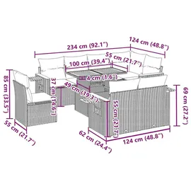 vidaXL Garten-Sofagarnitur 9-tlg. Loungeset schwarz