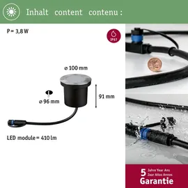 Paulmann Bodeneinbaustrahler Edelstahl 14,7 cm inkl. Leuchtmittel IP65 300 lm silber