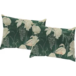 Dekokissen ADAM "Eden", grün (grün, natur, bedruckt), B:40cm L:60cm, Baumwolle, Dekokissen_Sitzkissen_Kissenhüllen, GOTS zertifiziert - Kissenhülle ohne Füllung, 1 Stück