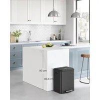 Songmics Mülleimer Küche, Mülltrennsystem 2x15L, 2 Fächer,Stahl,Softclose-Deckel - Schwarz