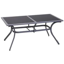 Outsunny Sitzgarnitur, 6 Sitzplätze, Metall/Aluminium/Mesh/Glas - schwarz | silberfarben